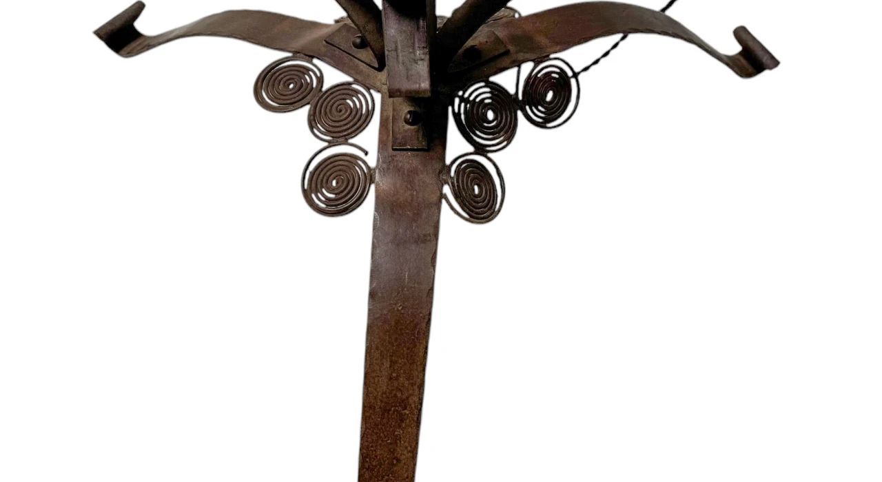 Art Deco Patinated Wrought Iron Floor Lamp, 1930s